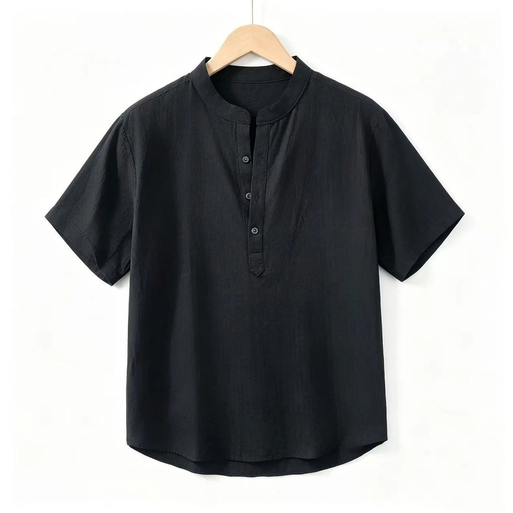 New Cotton Linen Shirts for Men Casual Shirts Lightweight  Short  Sleeve Henley Beach Shirts Hawaiian T Shirts for Men