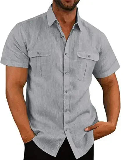 Camisa Casual de Lino para Hombre – Manga Corta