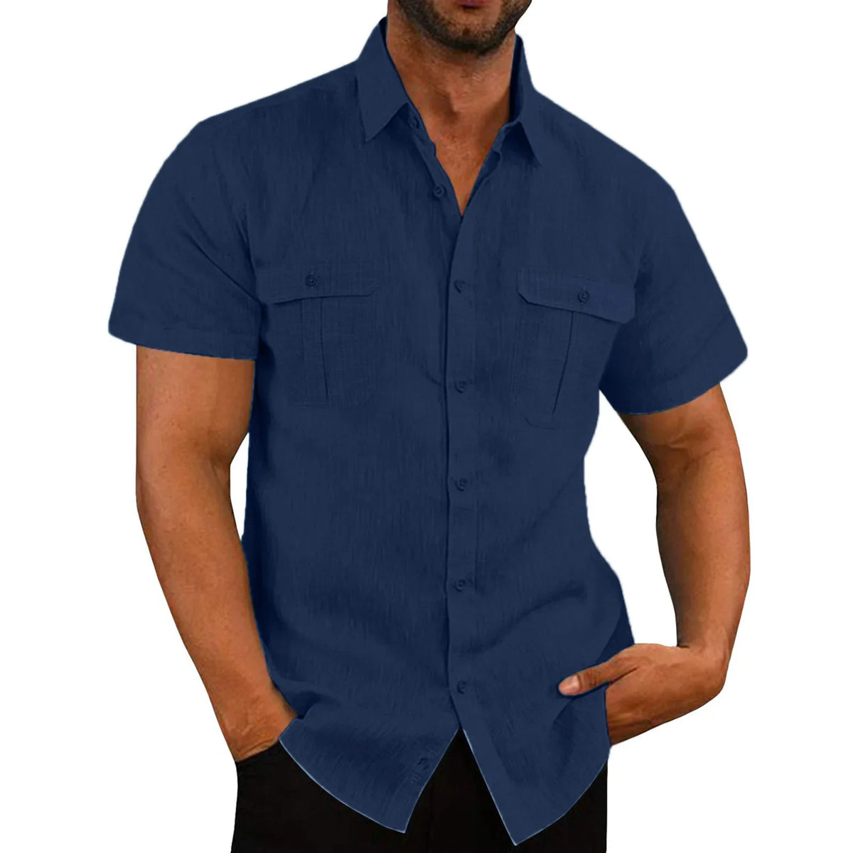 Camisa Casual de Lino para Hombre – Manga Corta