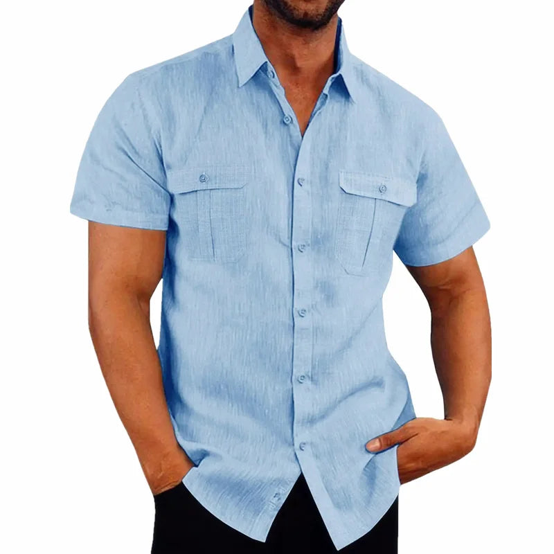 Camisa Casual de Lino para Hombre – Manga Corta