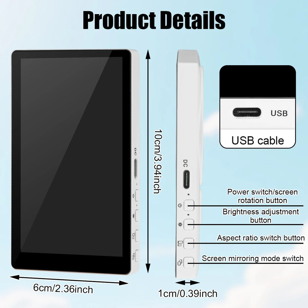Wireless Monitor Rear Camera Screen Smartphone Selfie Magnetic Screen For Vlog Live Stream Video Recording Outdoor Selfie tool