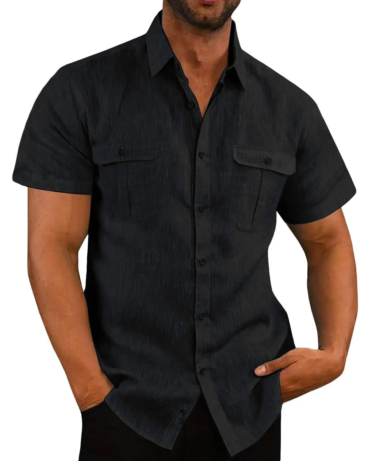 Camisa Casual de Lino para Hombre – Manga Corta