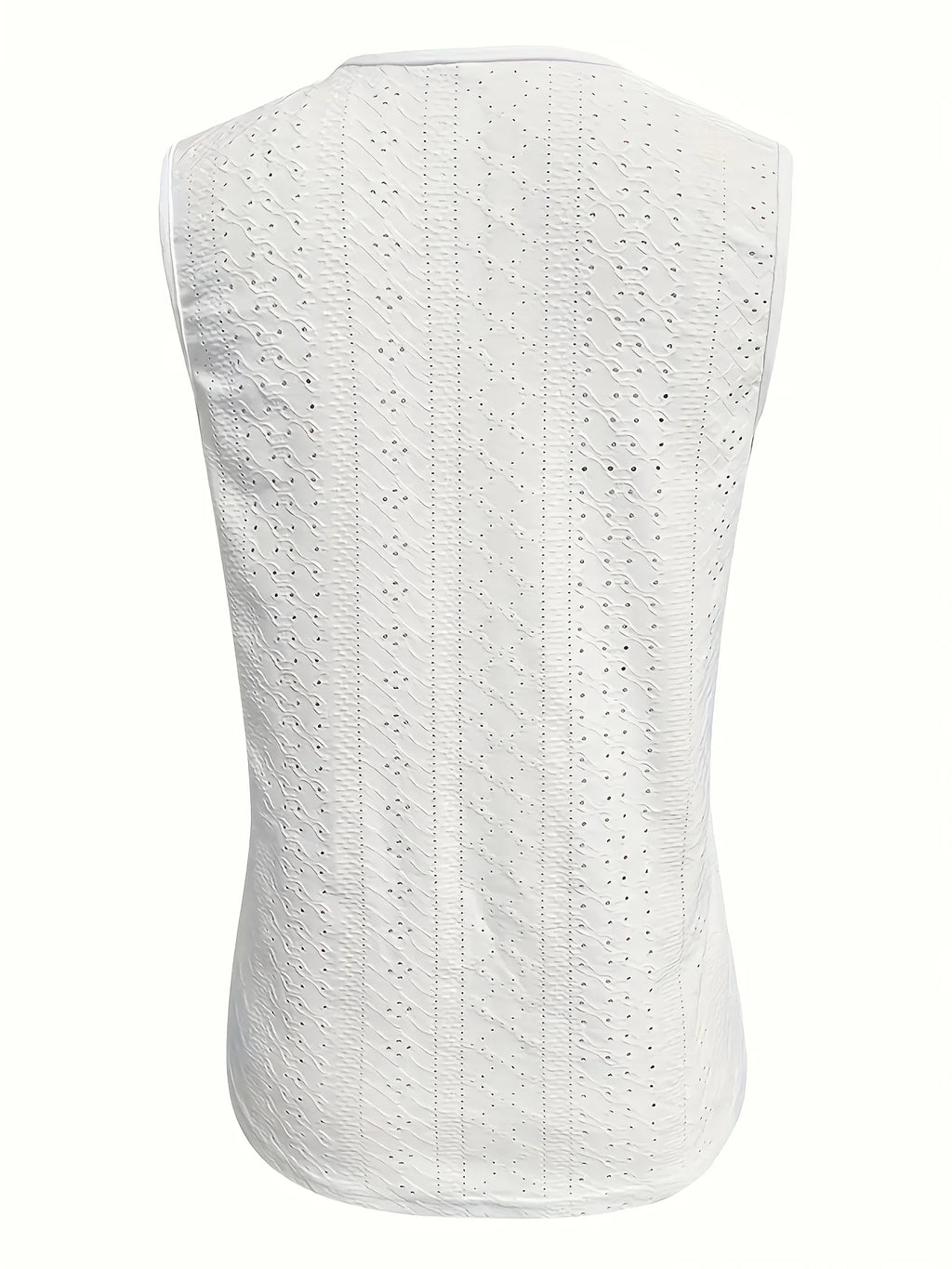 Women's Eyelet Embroidery Tank Top Symmetrical Straps with Buckle V Neck Casual Sleeveless Cami Tops