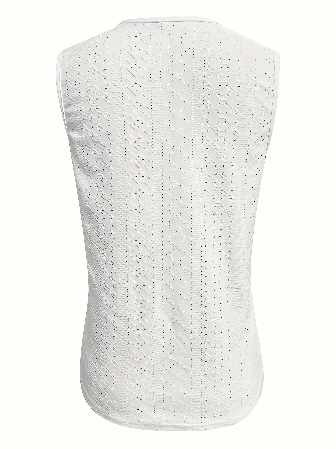 Women's Eyelet Embroidery Tank Top Symmetrical Straps with Buckle V Neck Casual Sleeveless Cami Tops