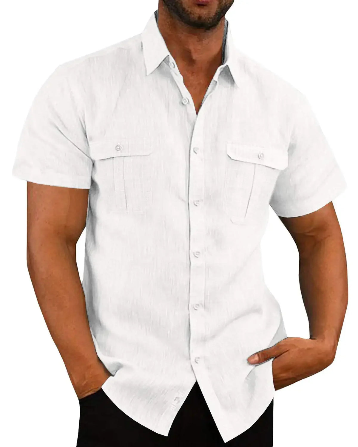 Camisa Casual de Lino para Hombre – Manga Corta