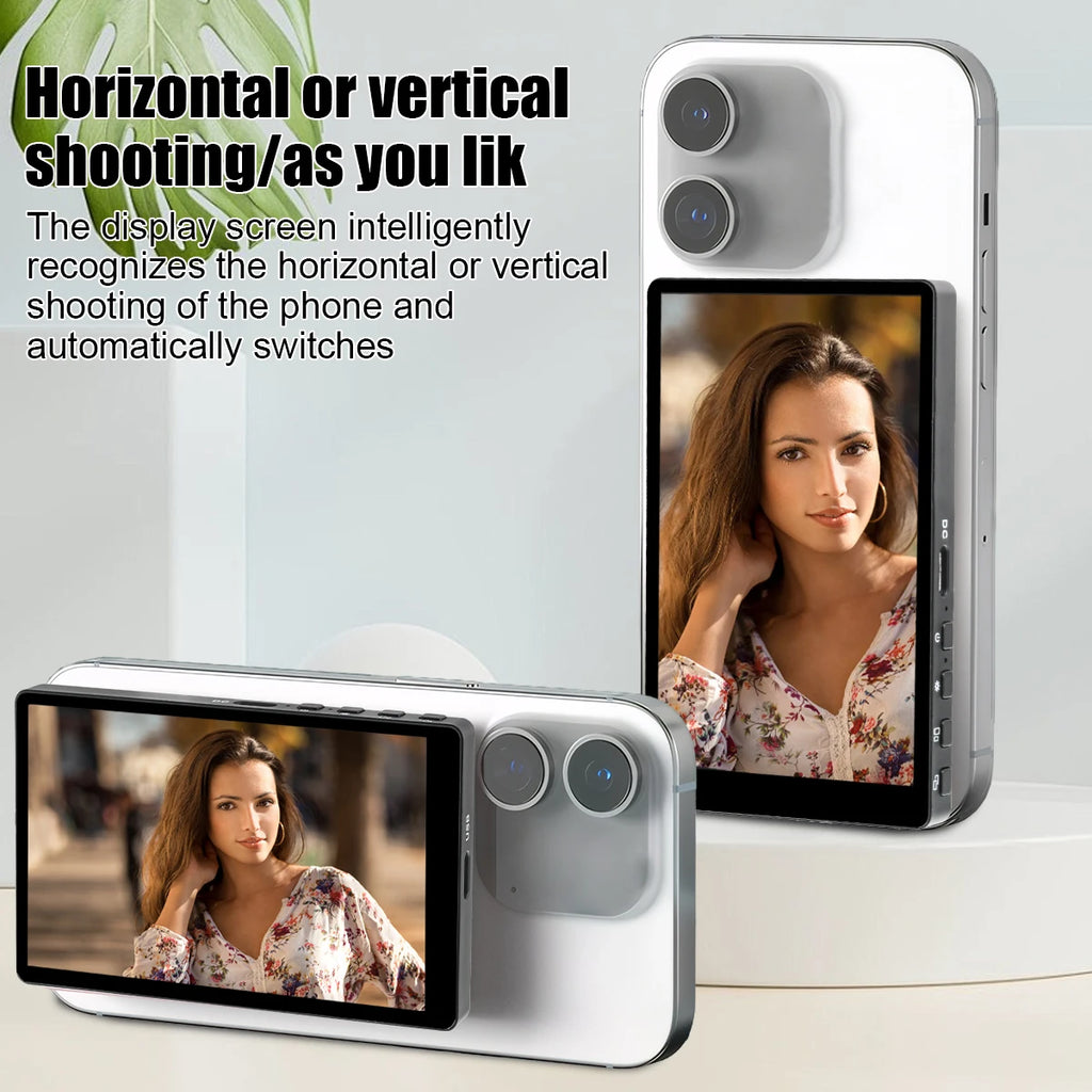 Magnetic Mobile Phone Selfie Monitor Screen with Sound For Smartphone Rear Camera Live Selfie Video Streaming For iPhone Android