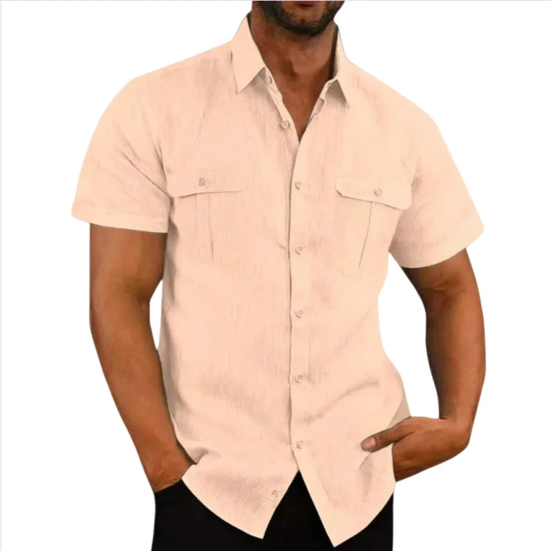 Camisa Casual de Lino para Hombre – Manga Corta
